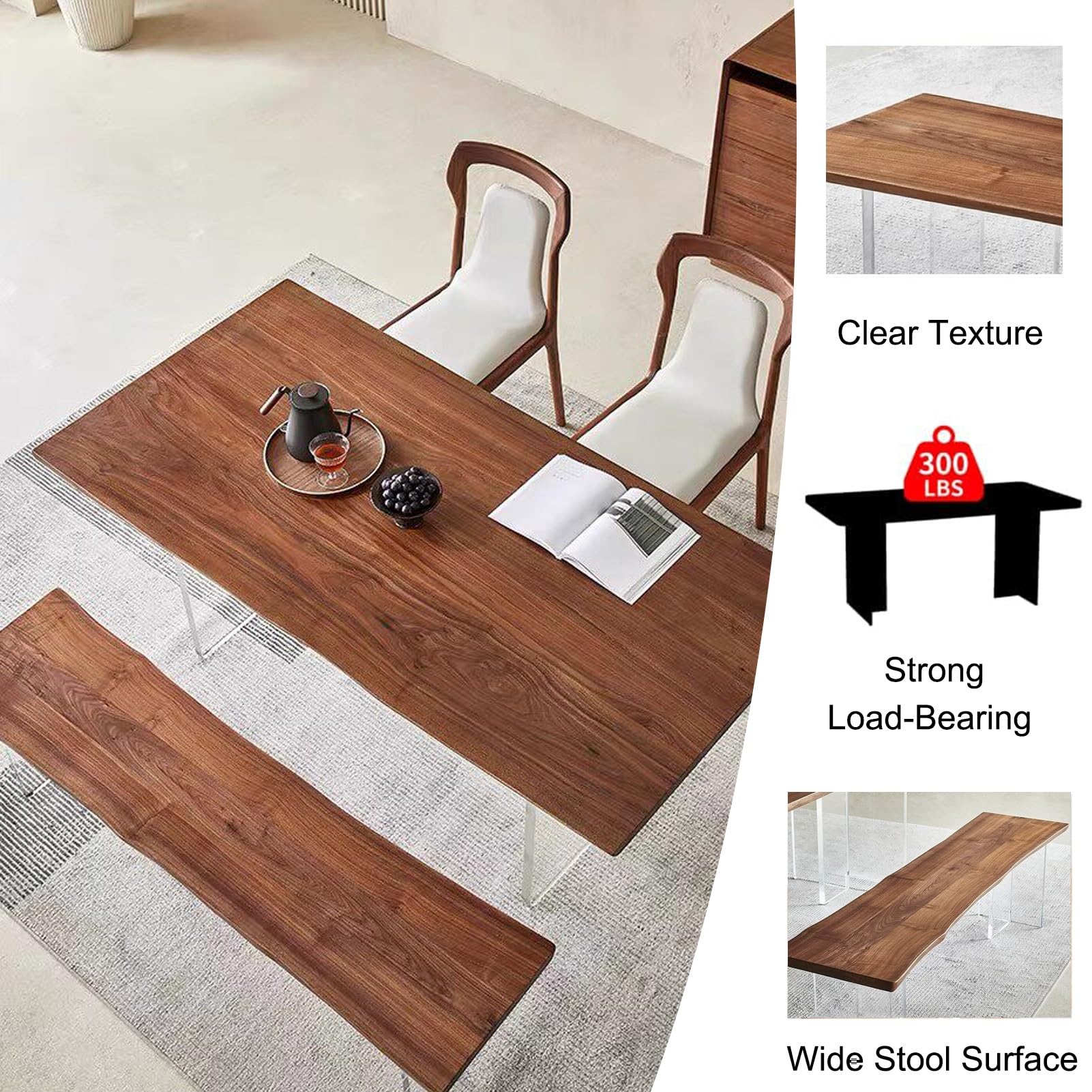 Panca da tavolo da pranzo, panca in legno stile rustico, panca da fondo letto, panca da pranzo in stile moderno di metà secolo, per sala da pranzo, soggiorno, corridoio, cucina, ingresso (160x32x45