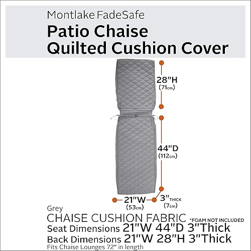 Miniatura 2 de Classic Accessories Montlake FadeSafe FadeSafe - Funda de cojín rectangular acolchada para patio, resistente al agua, 72 x 21 x 3 pulgadas, color