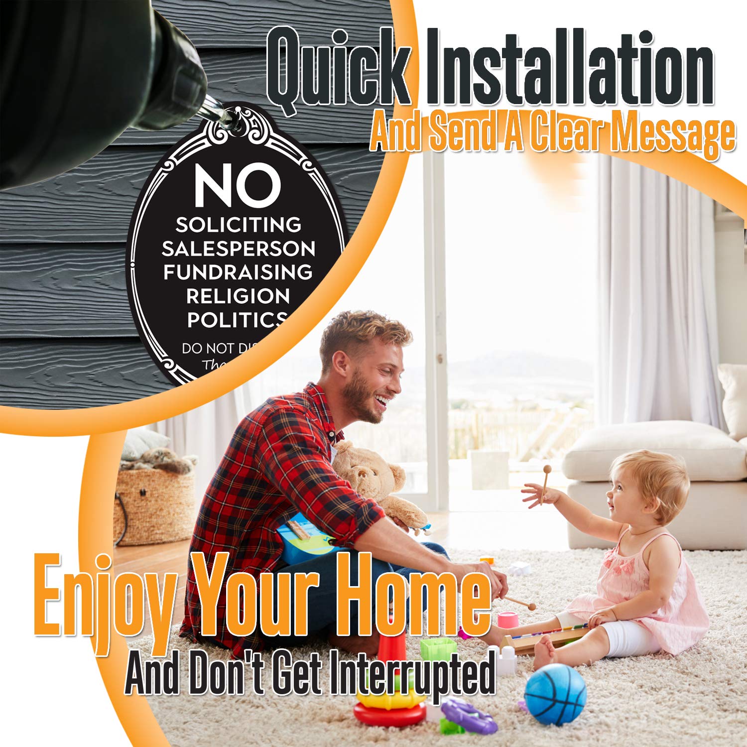 Wofedyo No Soliciting Sign For House  With Strong Adhesive Tape Durable Soliciting Signs Home Office Solicitation Signs Front Door Wall Window Clear Black 20 - View #14