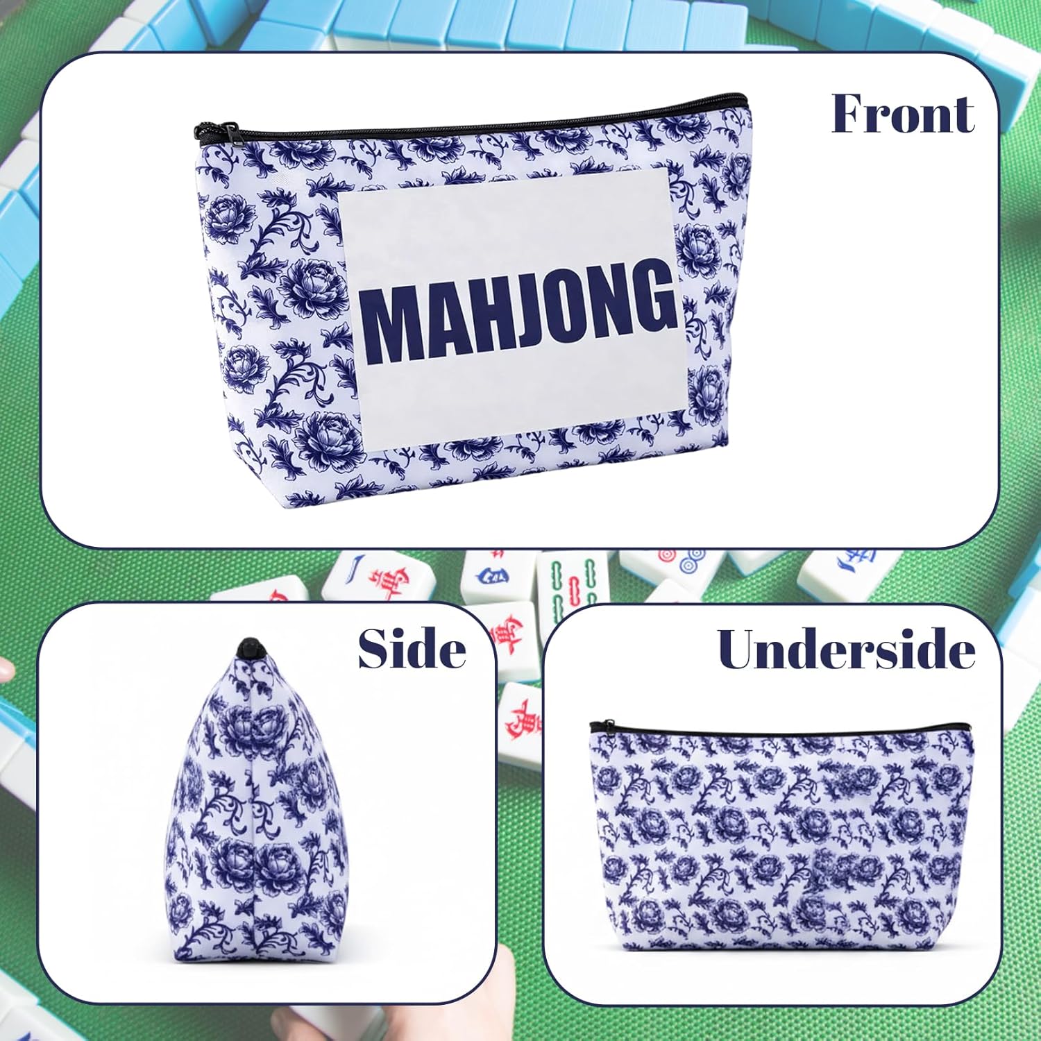 Mahjong Tiles Bag with Zipper, Durable Storage Solution for Mahjong Sets, Portable Carrying Case for Tiles Protection During Travel and Parties, Compact Design for Easy Organization and Transport