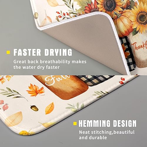 Vista 282 de Daisy On Old - Tapete de secado de platos de madera para encimera de cocina, tapete de secado de madera turquesa de 18 x 24 pulgadas con tapete