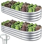 COATTOA Galvanized Raised Garden Bed, Raised Garden Boxes, 2 Pcs 6×3×1ft Outdoor Galvanized Planter Box, Garden Stock Tank Outdoor with Metal Plant Stakes, Garden Beds for Vegetables Planting