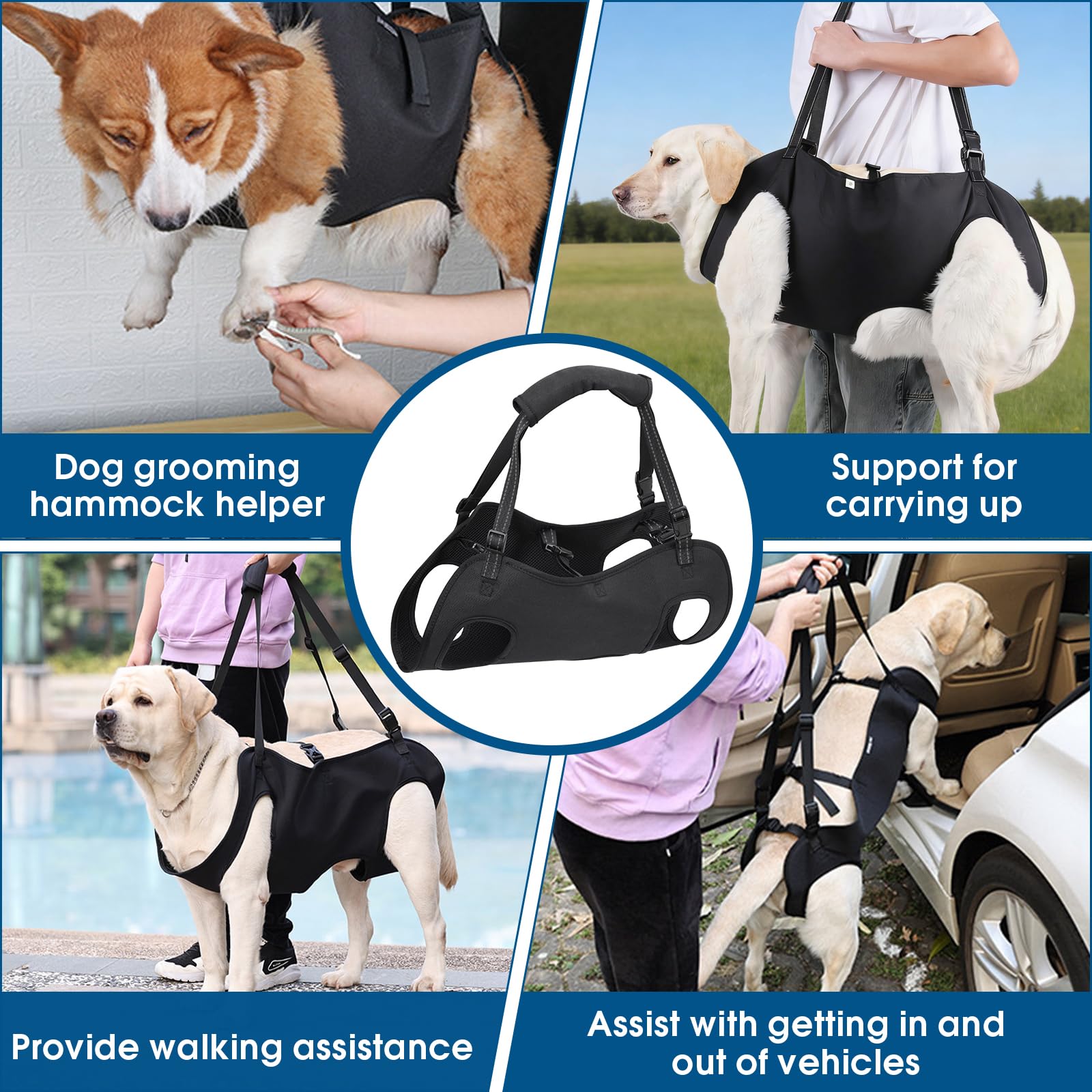 Imbragatura di Sostegno per Cani Grande, Imbragatura per Cani, Imbragatura di Sollevamento per Cani per Disabili, Feriti o Anziani (L)
