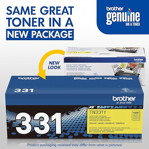 Miniatura 3 de Brother Genuine marca nombre, TN331Y OEM Yellow Toner Cartridge (1.5K YLD) para impresoras HL-L8250CDN, HL-L8350CDW, HL-L8350CDWT, MFC-L8600CDW,