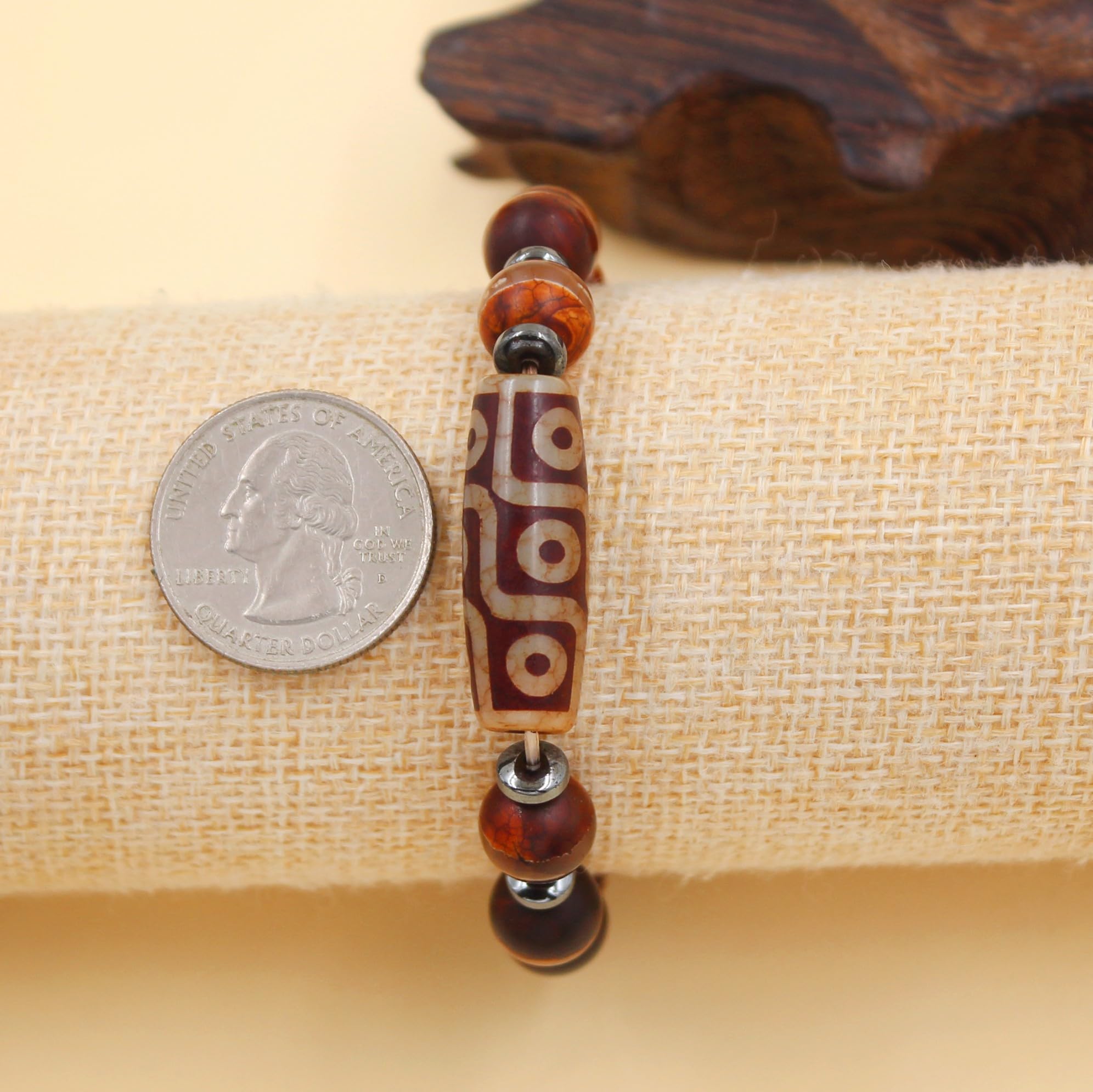 MOCHAMIK Pulsera tibetana de Cuentas Dzi, Amuleto de meditación Budista Feng Shui, Pulseras de Cuentas de Nueve Ojos, joyería de Buena Suerte para Mujeres y Hombres YA5102