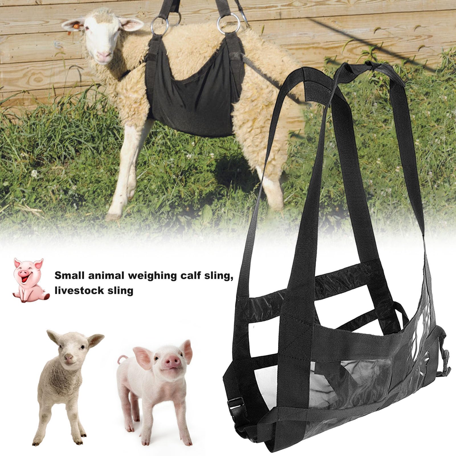 Bande de pesage pour animaux - Balance à suspension réglable, ceinture de pesage | Bandes pour Balance de bétail avec ceinture, harnais pour bétail et chiens (Noir)