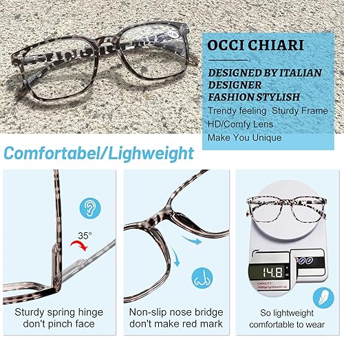 Miniatura 10 de OCCI CHIARI Gafas de lectura XL para hombre, cabeza grande, cómodos lectores 1.0 1.25 1.5 1.75 2.0 2.25 2.5 2.75 3.0 3.5 4.0 5.0 6.0 (2.5x negro)