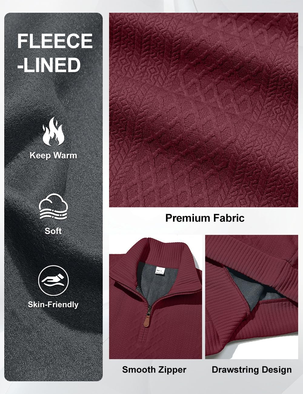 Men's Casual Quarter Zip Sweatshirt Pullover Sweater Casual Long Sleeve Stand Collar Quarter Sweaters - Image 6