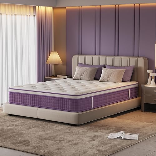 Miniatura 8 de Colchón híbrido de 12 pulgadas tamaño Queen en una caja, colchón certificado CertiPUR-US con espuma viscoelástica de gel y resortes en bolsillos,