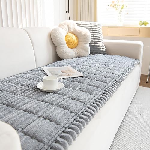 Miniatura 7 de LiveGo Fundas mullidas para sofá, para mascotas, protector de sofá para perros, funda protectora elegante de algodón, tapete para mascotas (gris