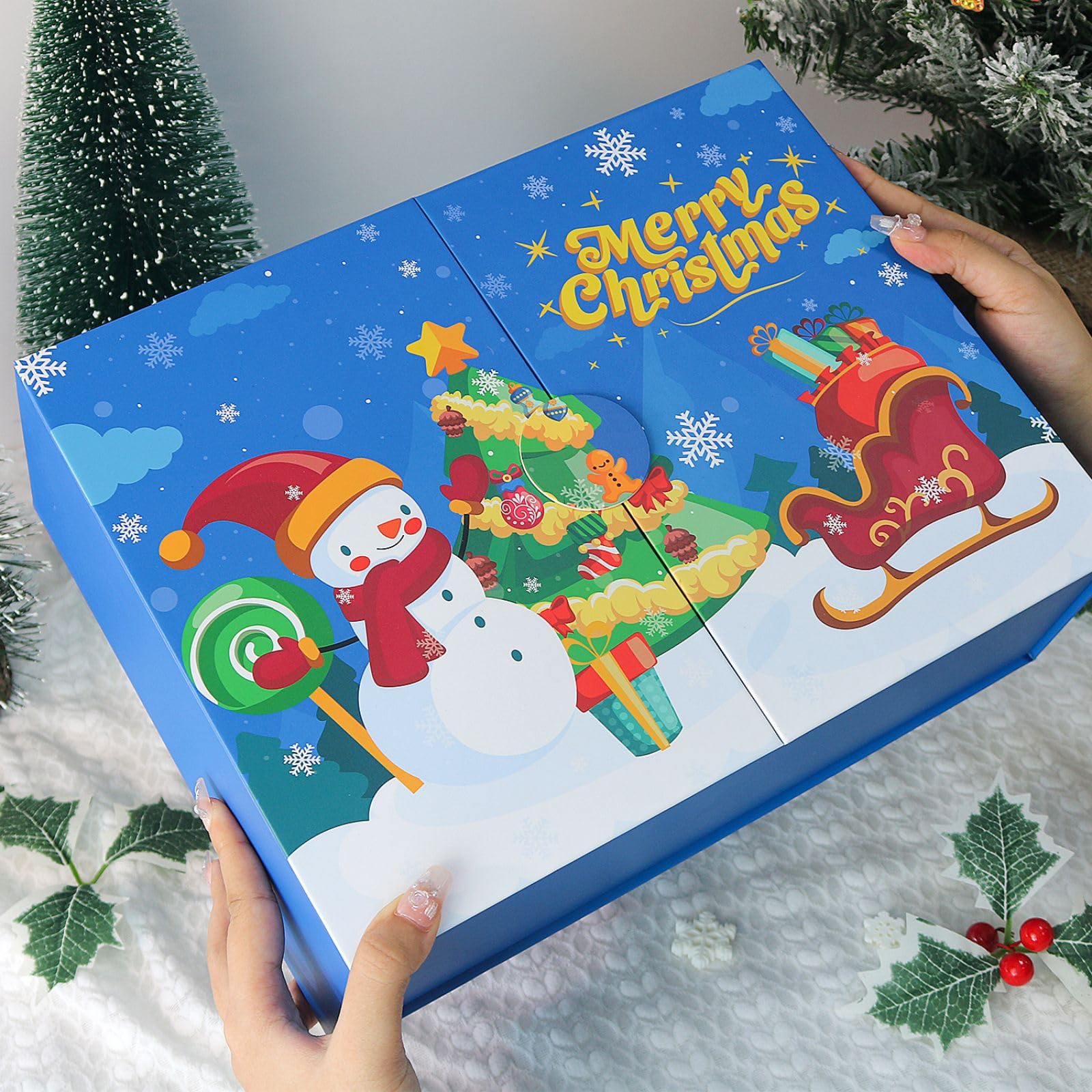 CustmArti DIY Diamond Art Painting Adventskalender Weihnachten 12 Fächer Überraschung Bastelset Kristall Strassstein Bilder Winter Motiv Haus Verzierung Kreativ-E