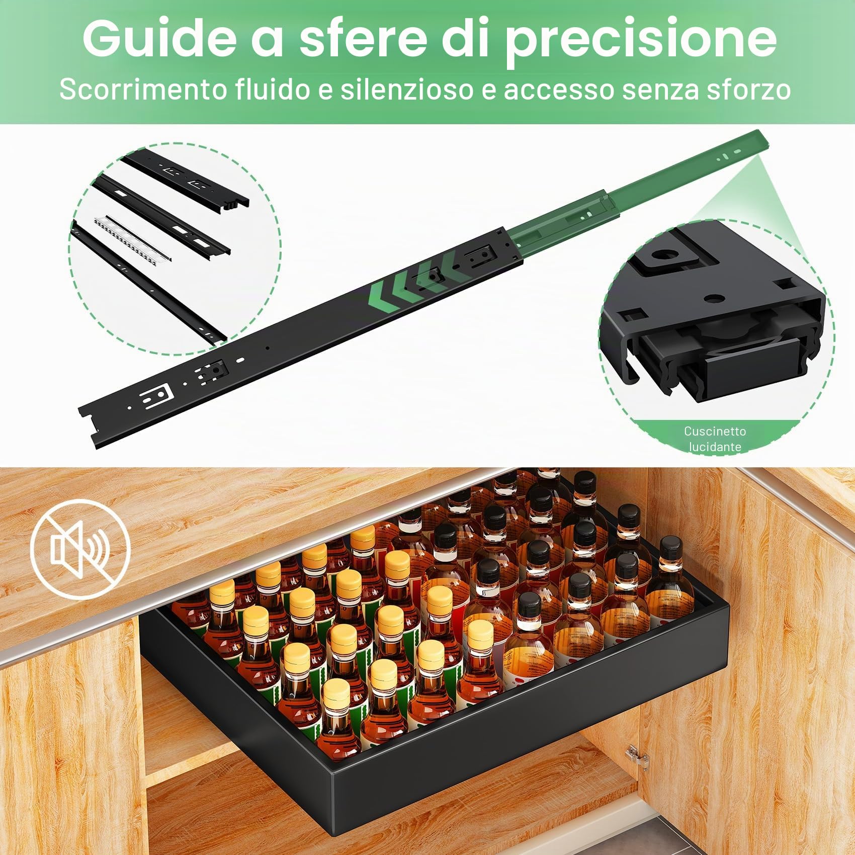 SAYZH Cassetto Telescopico, Ripiani per Cassetti Estraibili per Armadio da Cucina, Cassetto Scorrevole Estensibile Estraibile, Senza Bisogno di Trapano e Chiodi (Nero, 35 CM L x 43 CM P x 9 CM A)