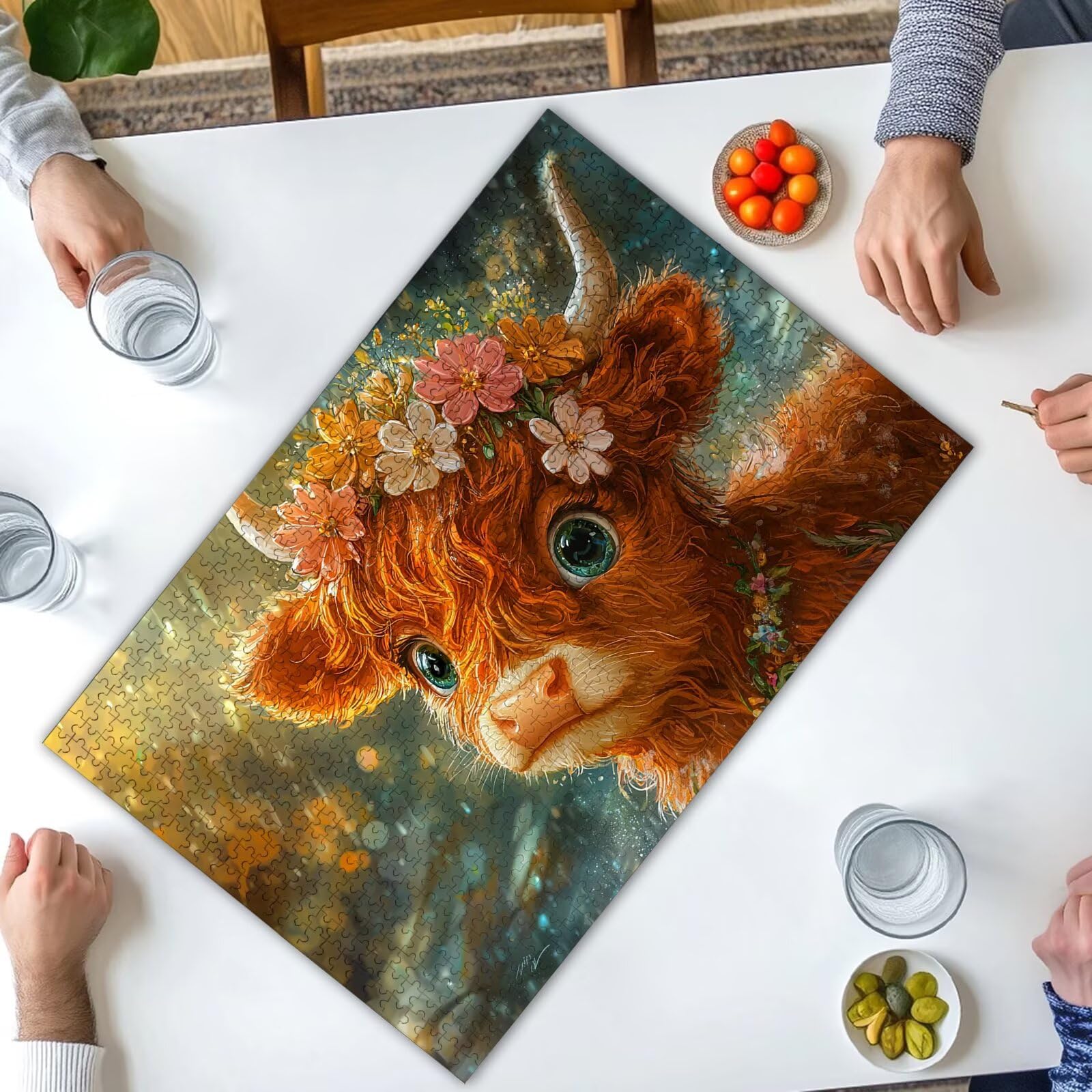 Puzzle 3000 Pezzi per Adulti, Puzzle Highland Cow3000 Pezzi Arte per Adulti e Ragazzi, Misura: 122x80 cm, Puzzles Fiore in Legno Impegnativi, Puzzles per Idea Regalo Donna, Decorazioni Casa, -1100