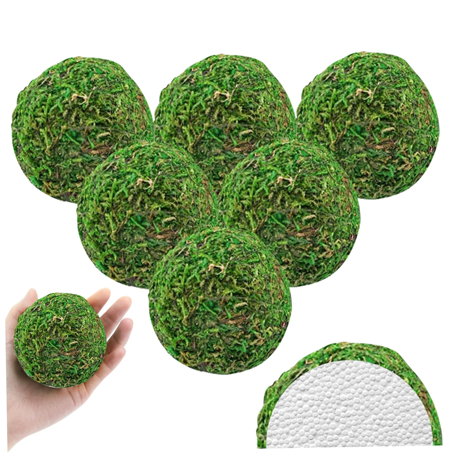 Boules de mousse artificielle de 3,1 pouces pour décoration verte suspendue et centre de table