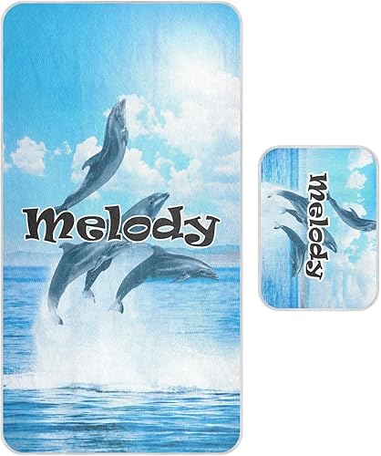 Custom Dolphins Sea Sky Crib Mattress Protector Pad for Boys Girls Baby Ice Silk Mat Bed Crib Mattress Protector Cooling Mattress Topper, 52" x 28"