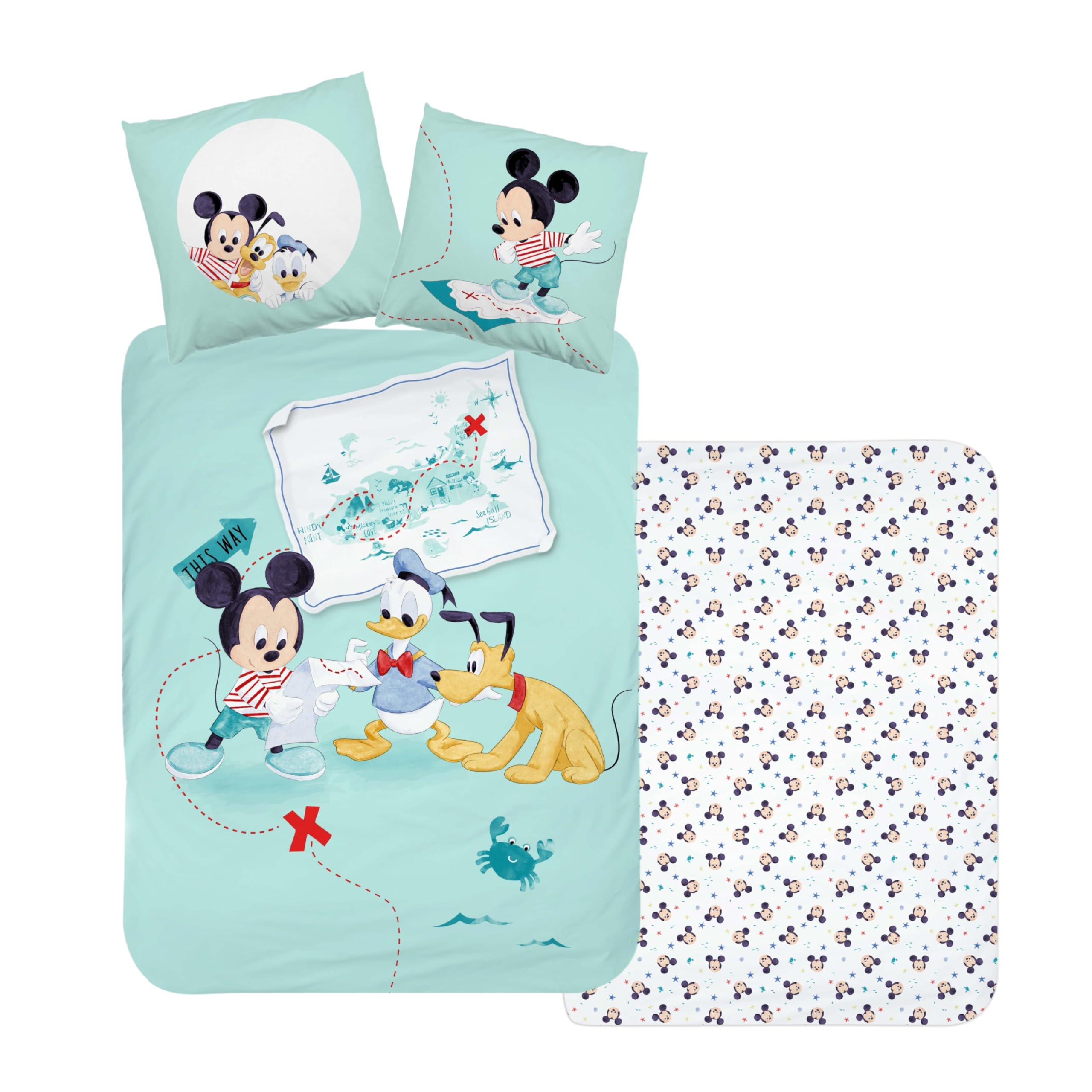 MTOnlinehandel Kinderbeddengoedset, 135 x 200 cm 80 x 80 cm, 100% katoen, schattig kattenmotief, grappig beddengoed met oren, ritssluiting (kat
