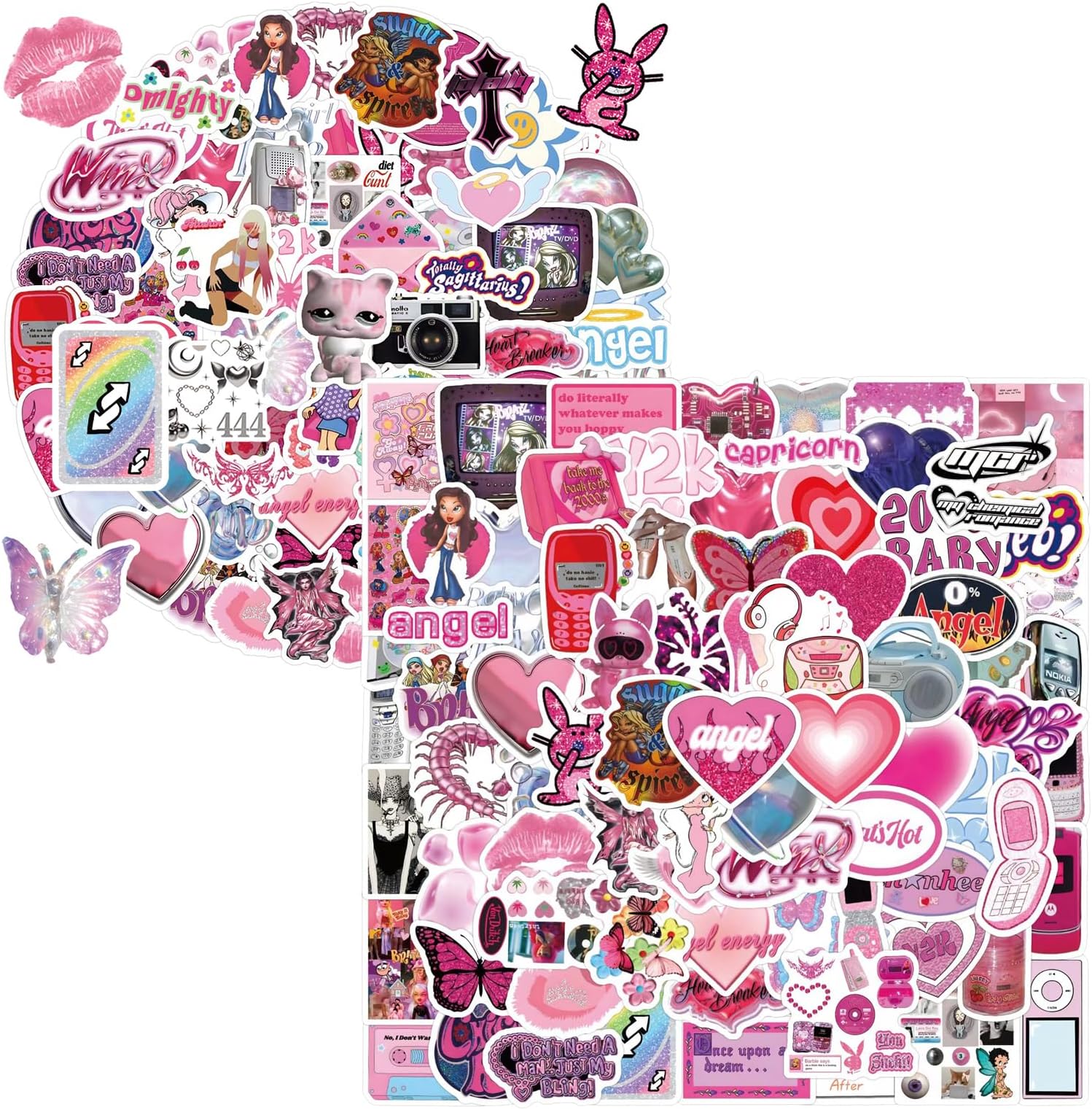 TaiLiHaile Y2k Stickers, 120pcs Retro Aesthetic Cool 2000s Cyber Trend Stickers, Vinyl Waterproof Sticker for Laptop, Guitar, Water Bottle, Birthday Gifts for Girls, Kids, Teens