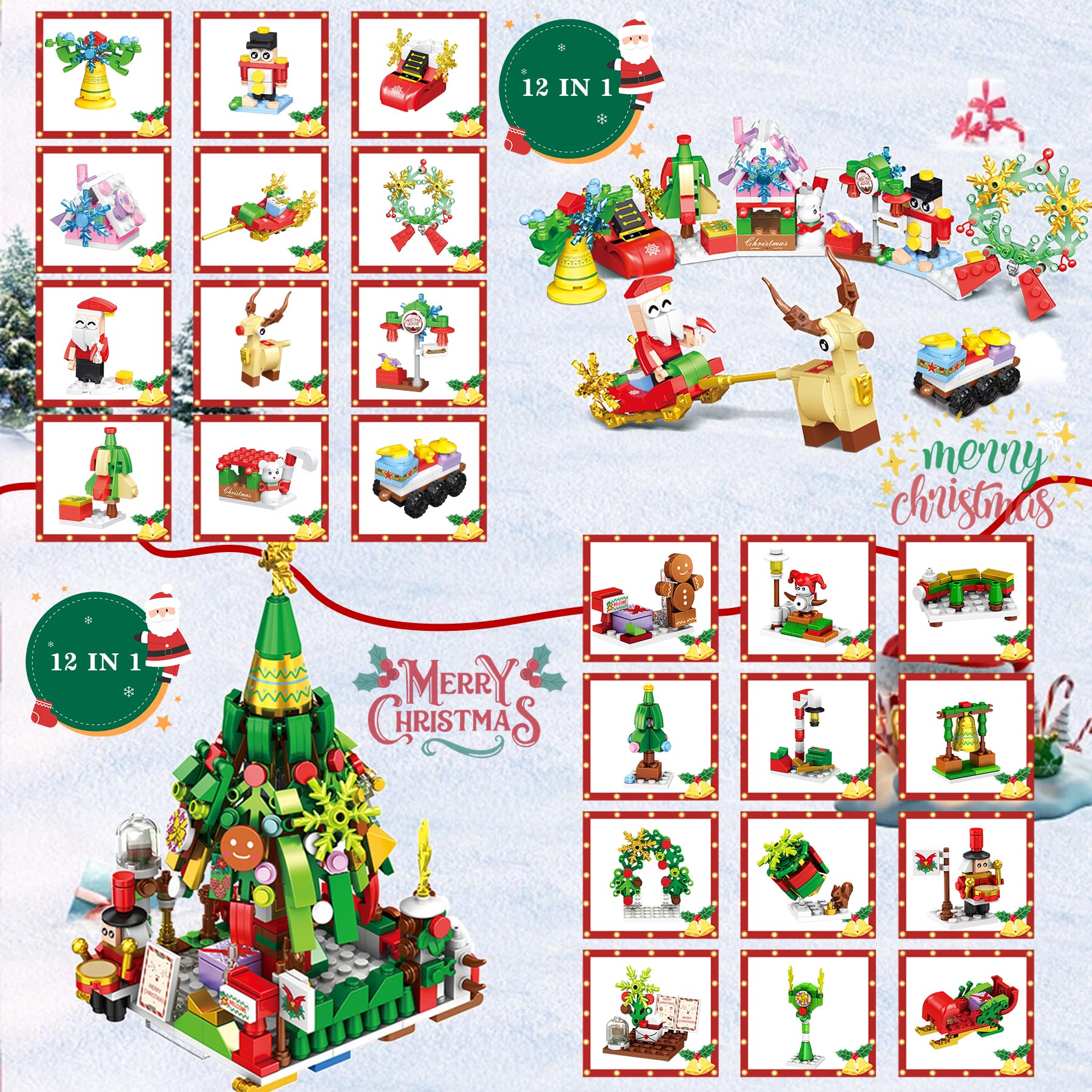 Calendario Adviento con 24 Regalos,Niños Calendario Adviento de Navidad,Incl. Papá Noel, trenes,Regalo de Cuenta Atrás de Navidad para Niños y Niñas (Calle de Navidad)