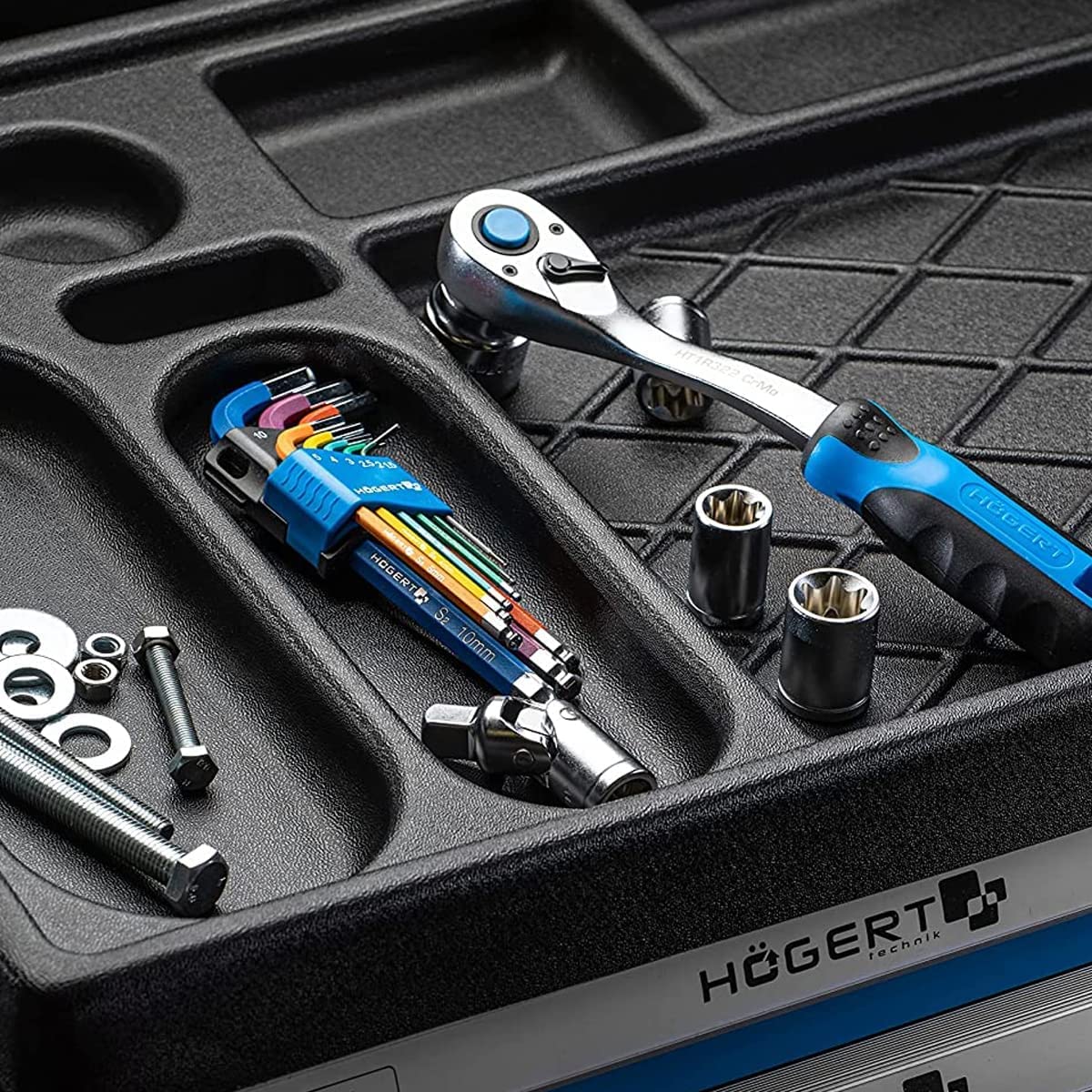 Högert Technik, Socket Spanner Set including Reversible Ratchet 1/2 Inch, Made of High-Quality Chrome-Molybdenum Alloy Steel - Image 4