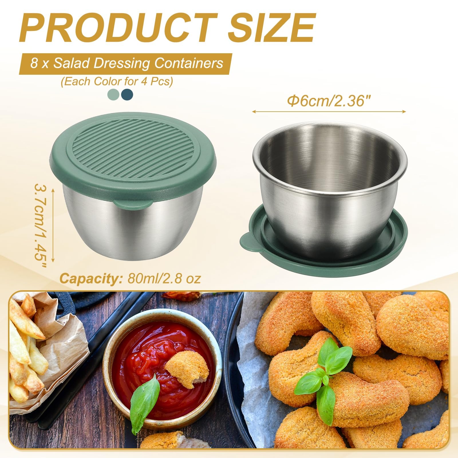 QUARKZMAN 2.8oz Contenitori Per Salsa In Acciaio Inossidabile Blu Verde