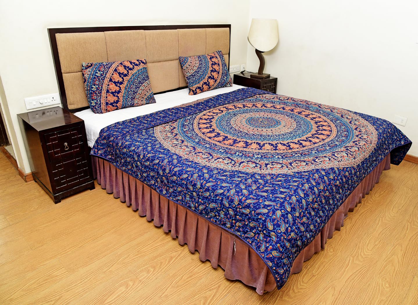 Ravaiyaa - Attitude is everything Mandala Printed Cotton AC Room Reversible Double Queen Blankets Quilts and Dohars with Pillow Cover (Blue Mandala)-image-30