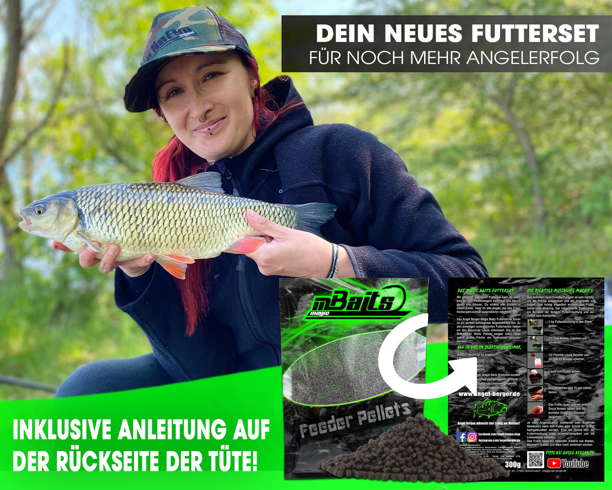 Angel-Berger Magic Baits Futterset mit Eimer Groundbait Liquid Pellets