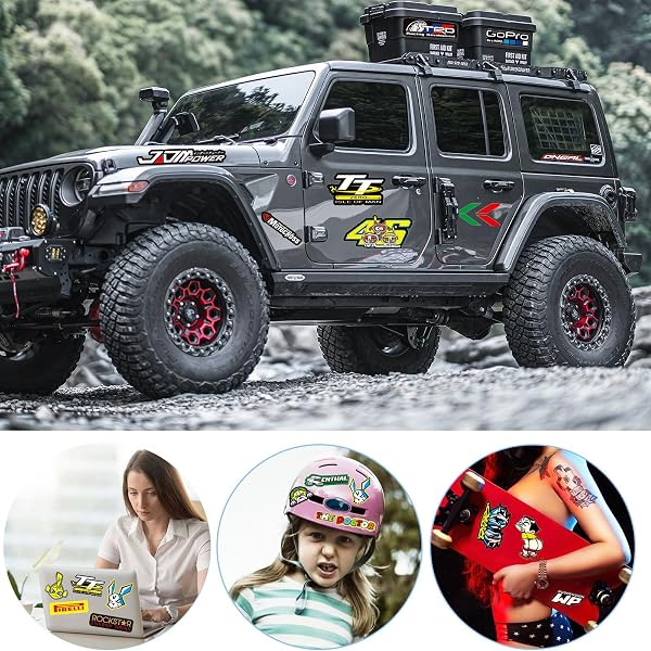 3 tipos de Pegatinas Moto Pegatinas Rally para Coche Pegatinas Casco Esqui Pegatinas para Motocross Apto Moto Scooter Pegatinas para Motos, Coches de Carreras, Cascos, etc (C) - 5