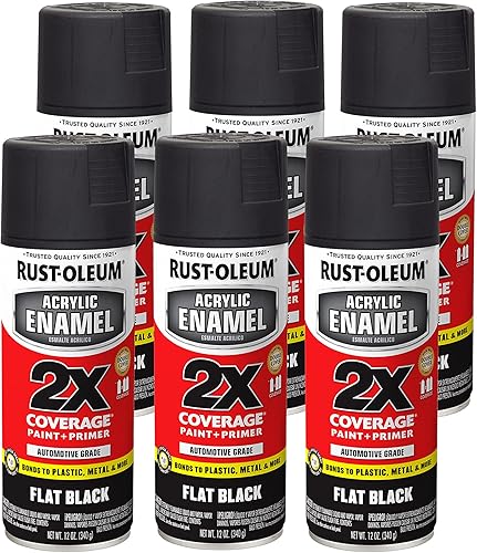 Rust-Oleum - Pintura en aerosol para el sector de la automoción 271918-6PK, 12 onzas (paquete de 6 unidades), color negro plano, 72 onzas