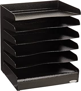Safco Products Steel 6-Tier Horizontal Organizer 3128BL, Black Powder Coat Finish, Durable All Steel Construction - coolthings.us