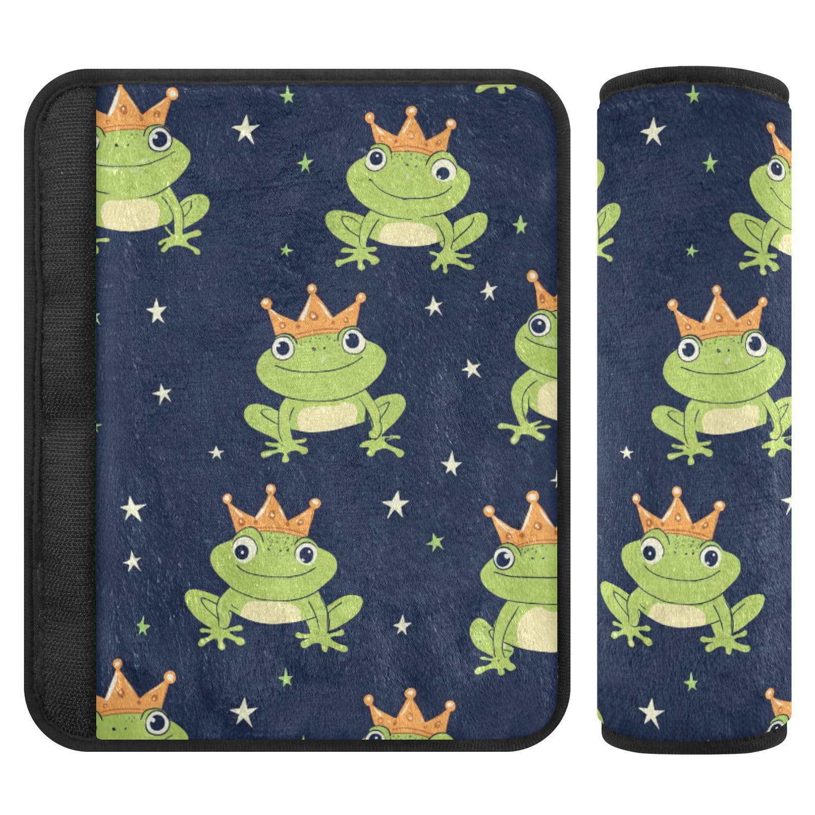 Seat Belt Covers 2 Pack Cute Frogs Crown Car Seat Strap Covers Super Soft Cartoon Car Seat Neck Cover for Boys Girls Adults Babies S