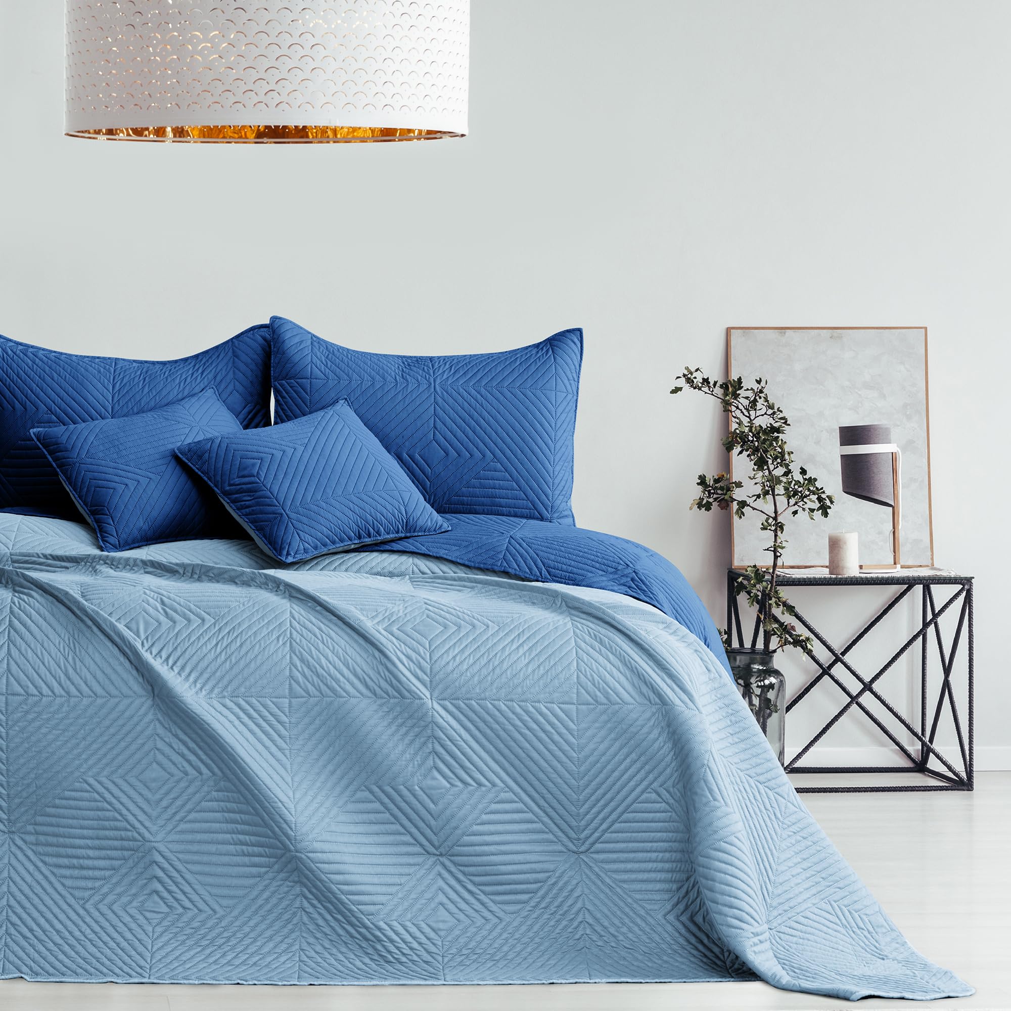 Jeté de lit Double Face Softa Bleu Ciel 260 x 280 cm