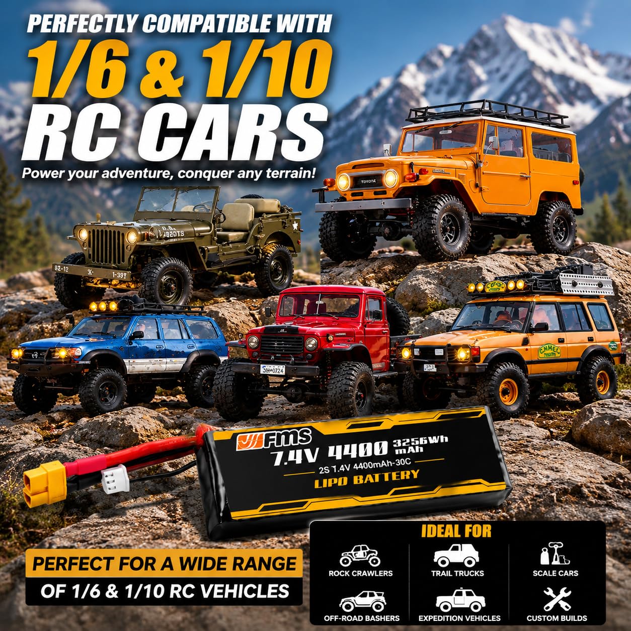 Amazon.co.jp: FMS RCカー LIPOバッテリー 2S リポバッテリー 7.4V