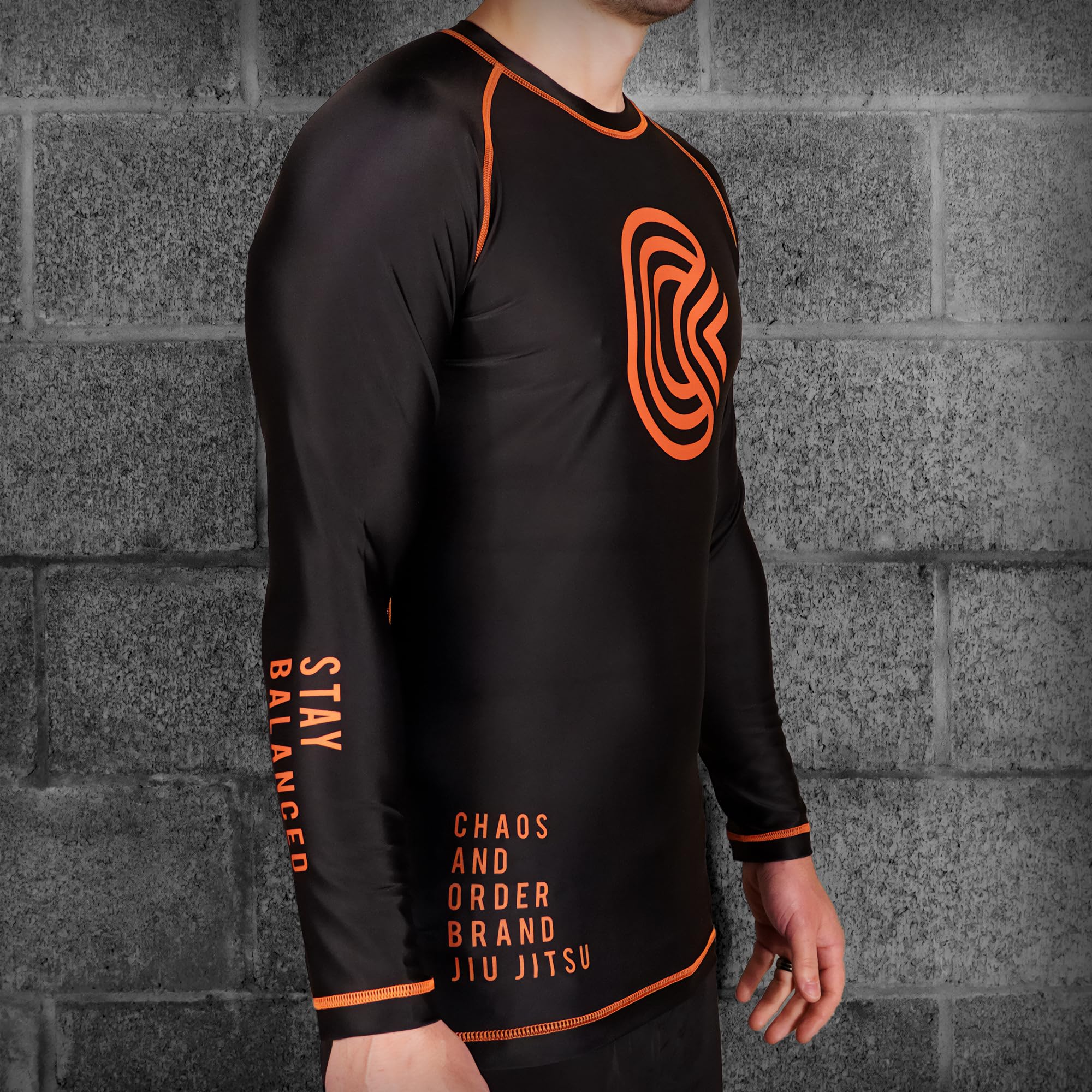 Chaos and Order Base Label V2 Long Sleeve BJJ Rashguard - Medium - Black