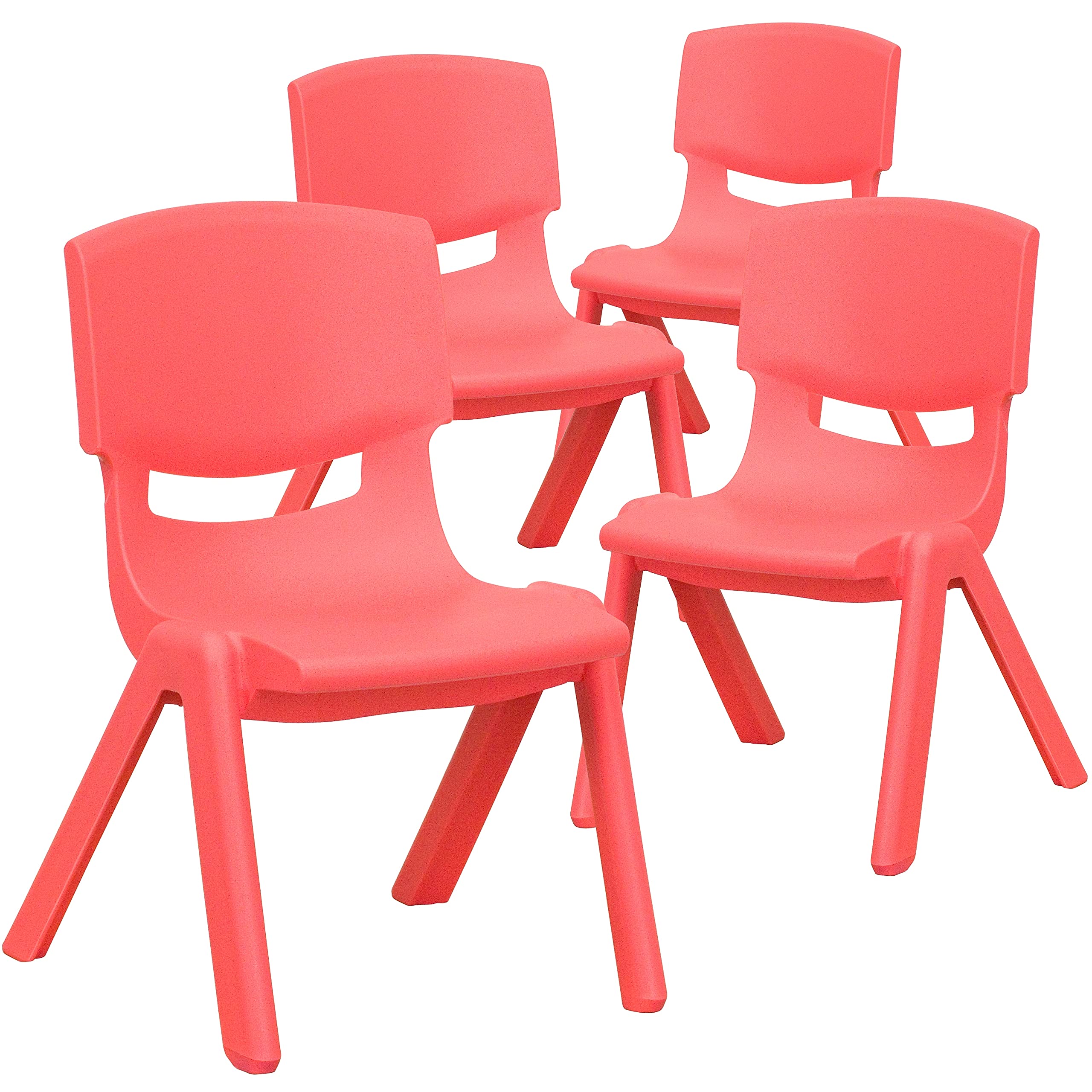 Flash Furniture Whitney 4 Pack Red Plastic Stackable School Chair with 10.5'' Seat Height