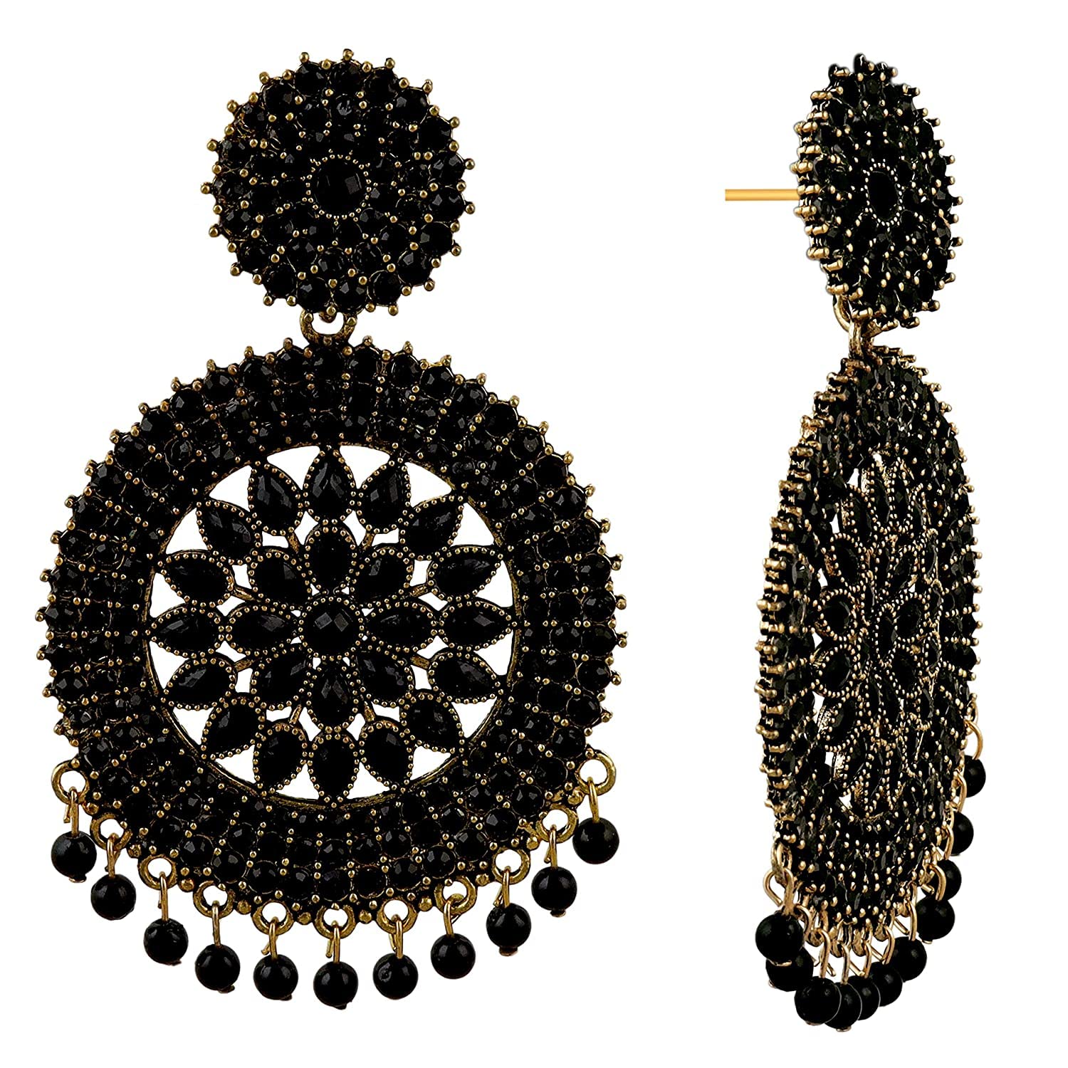 SubhagAlankar Latest Stylish Stone Gold Plated Crystal Earrings for Women (Black) (B0B65Z4YWX) Amazon Price History, Amazon Price Tracker