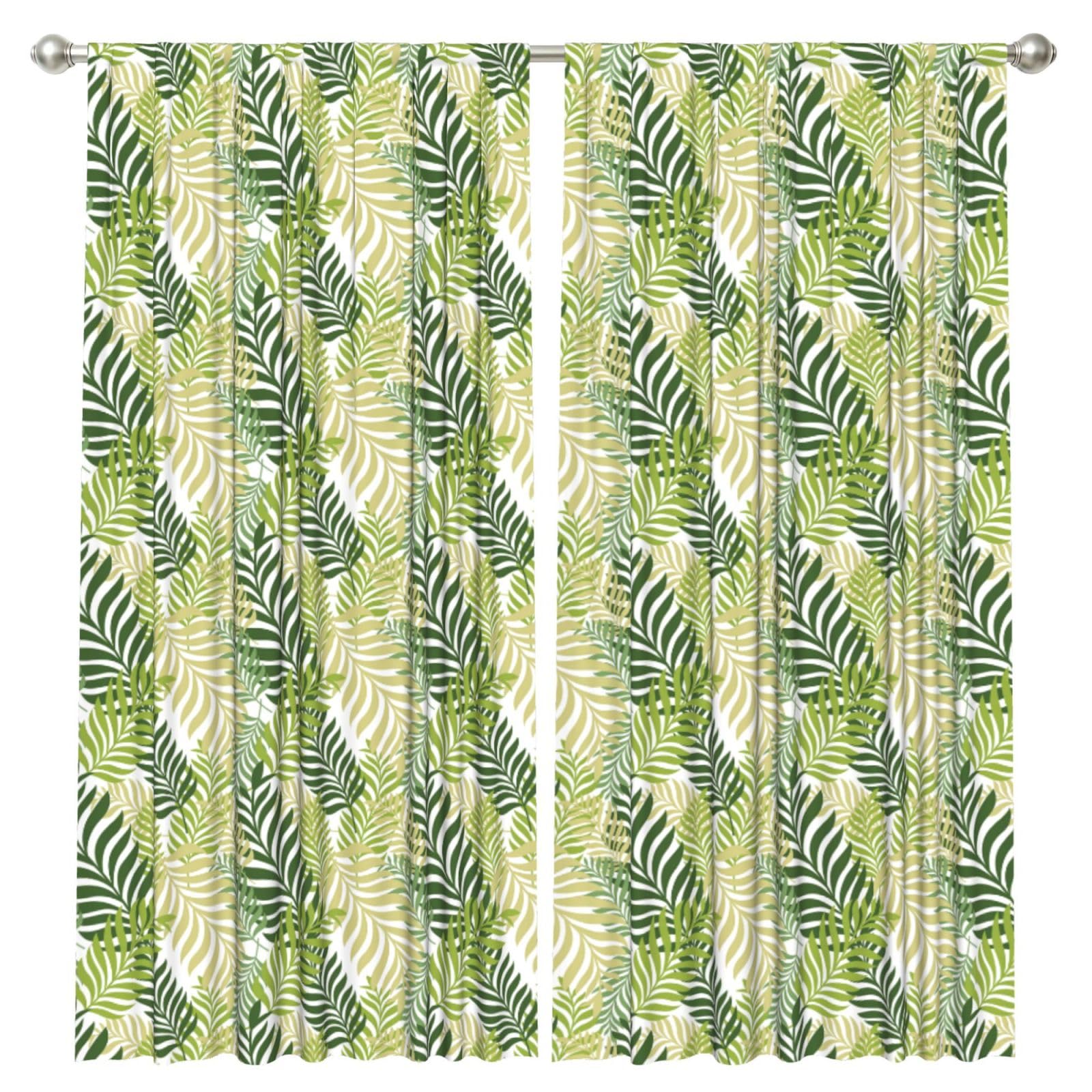 InOmak Tropical Exotic Palm Tree Leaves, 2 Panels Window Curtains 52 x 84 Inch Blackout Curtains for Living Room Bedroom