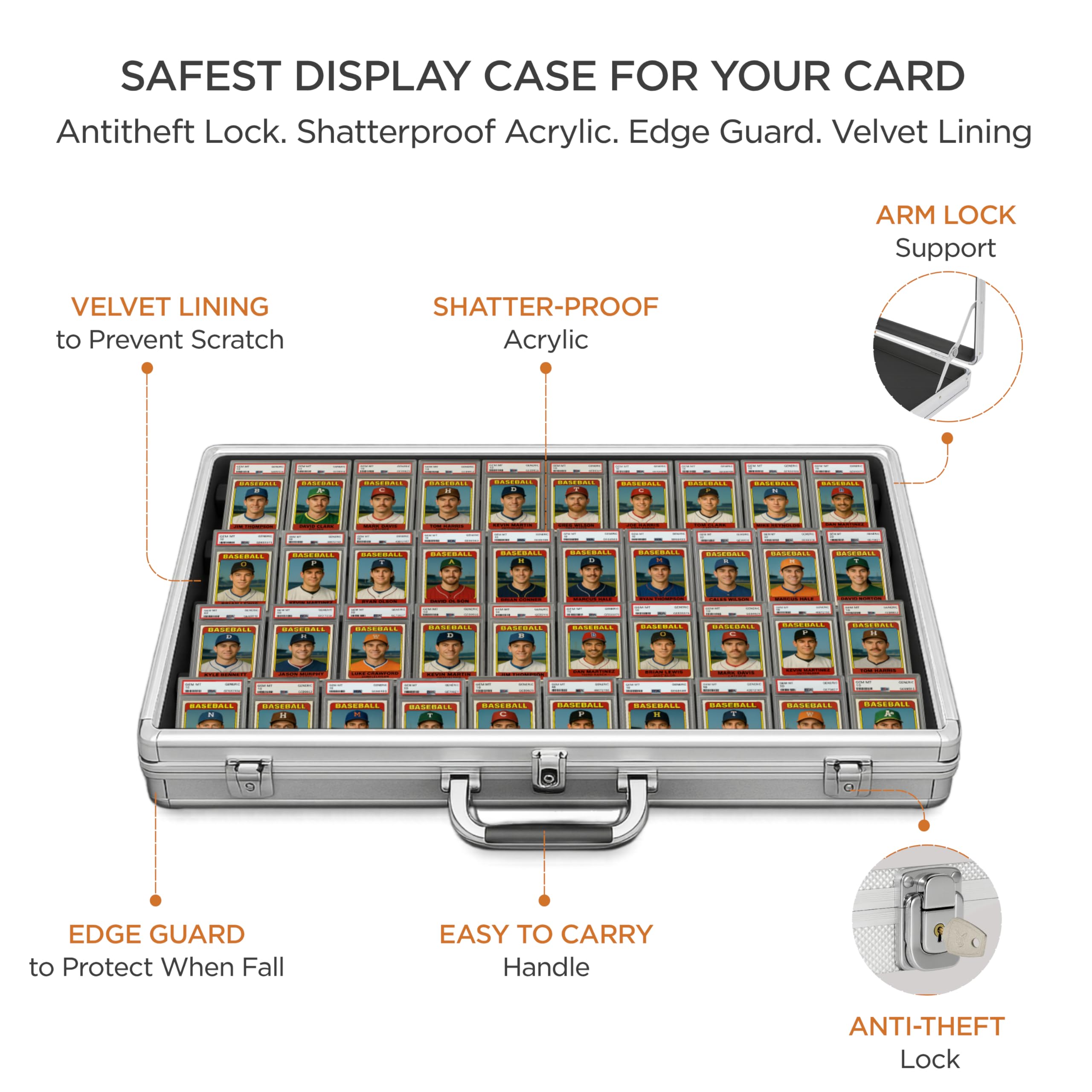 baseball card show display cases Amazon.com: Sports Card Display Case Trade Show Display Case for TCG  Pokemon Trading Cards and Jewelry Table Top Display Hold Upto 52 Slabs Made  of Aluminum Acrylic Glass Anti Theft Lock Portable