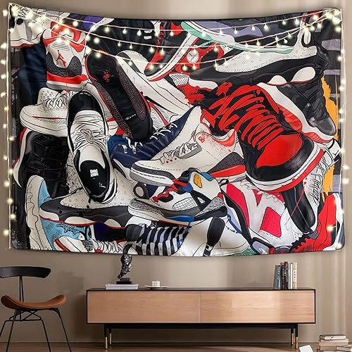 Leanhome-Hypebeast Room Decor Tapestry-Sneakerhead Tapestry-Birthday Party Deacorations-Teen Boy Tapestry-Aesthetic Cool Posters Tapestries-Gift For
