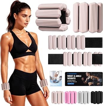 Wrist Weights, 2Pack Adjustable Ankle Weights for Women/Men, Silicone Weighted Bangles for Yoga, Pilates, Running & Walking, Arm & Leg Weights, 2lb