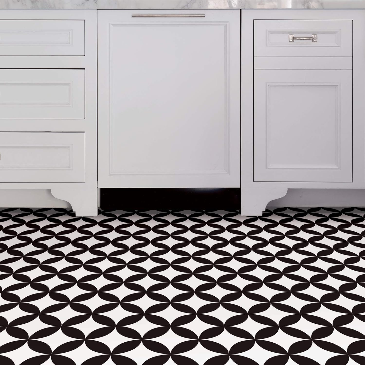 FloorPops FP3301 Starlight Peel & Stick Floor Tiles, Black (Pack of 2)
