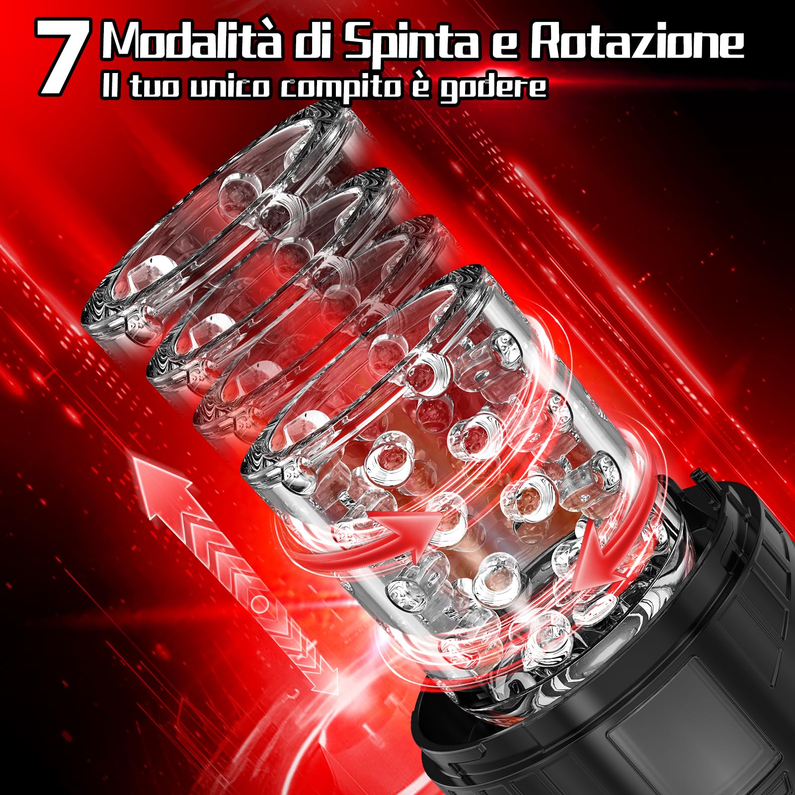HIVEFUN Masturbatore Uomo, 7x7 Modi, Turbo con un Clic, Sex Toys Uomo | Spinta & Rotazione, Doppio Motore & Potente Ventosa, Rivestimento TPE 3D, Toys Sessuali per Uomini, Masturbatore Maschile