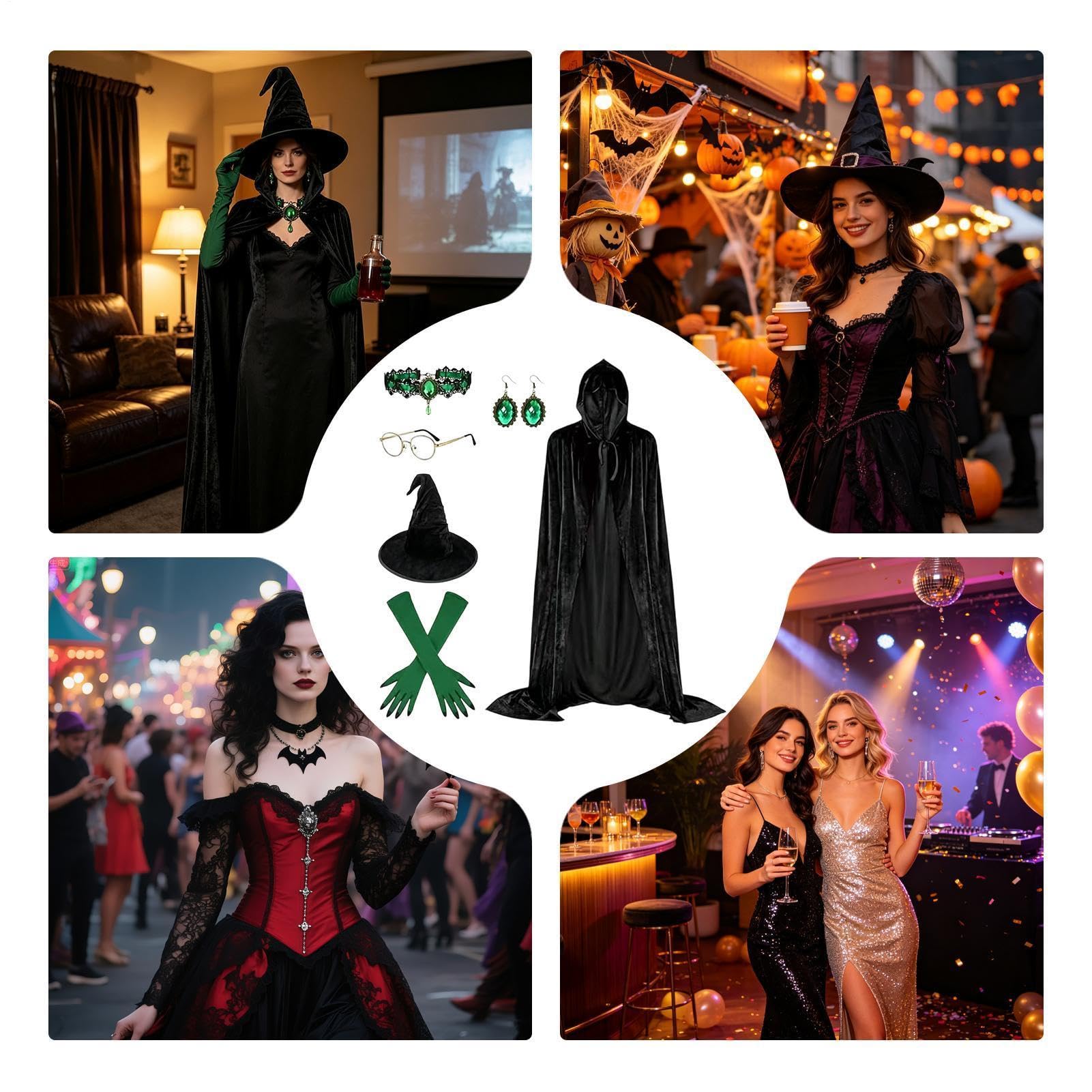 Costume Da Per Donna 6 Pezzi Orecchini Occhiali Accessori Cosplay Halloween