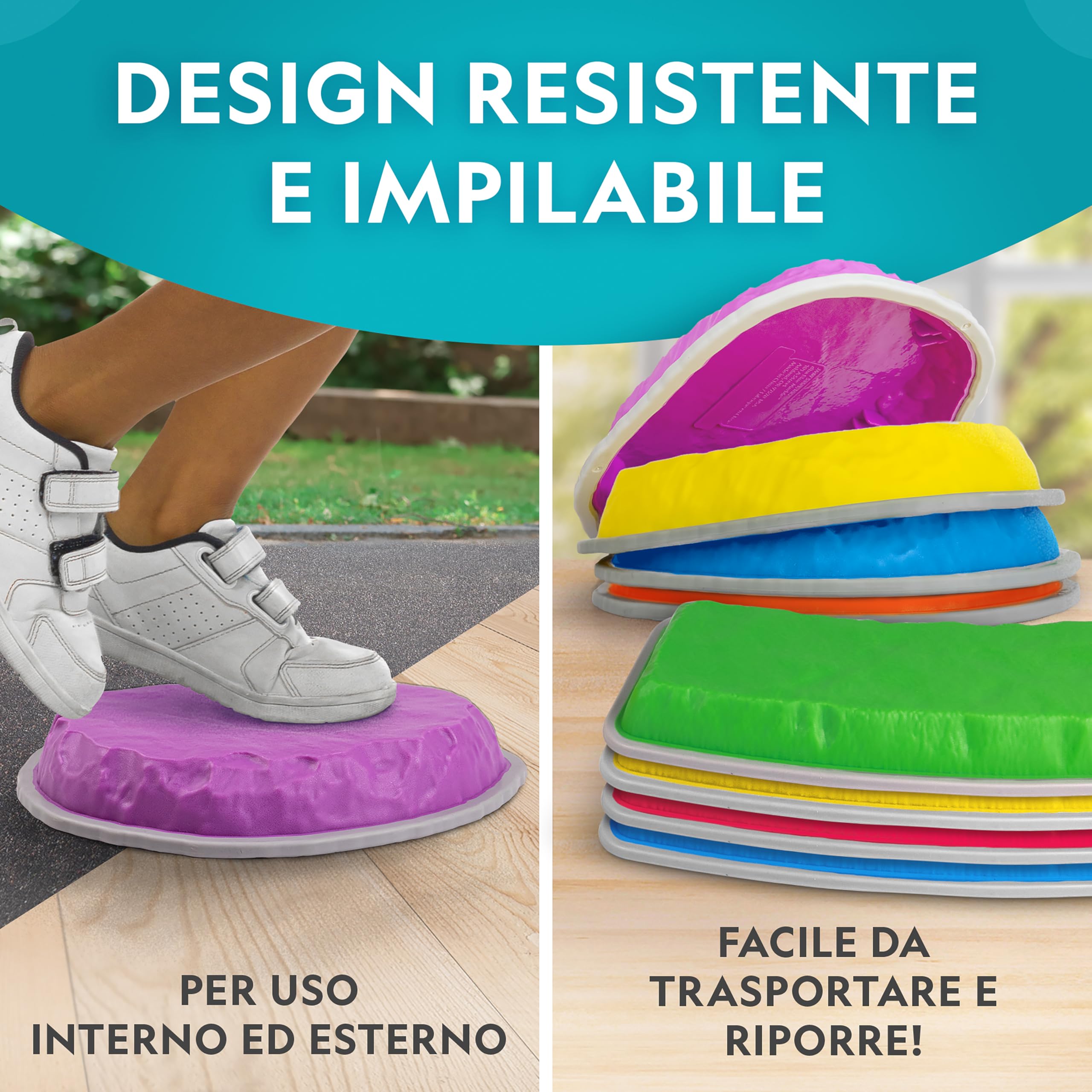 Blue Marble National Geographic Kids Pierres D’Équilibre et Barres D’Équilibre – Set de Parcours d’Obstacles de 12 pièces pour Enfants 3+ avec dé en Mousse, Cartes Play & Learn et Base antidérapante