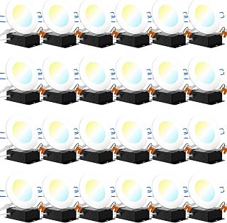 Sunco 24 Pack 4 Inch Ultra Thin LED Recessed Ceiling Lights Slim, High Brightness 800 Lumens, 2700K/3000K/3500K/4000K/5000K, Dimmable, 10W, Wafer Thin, Canless with Junction Box
