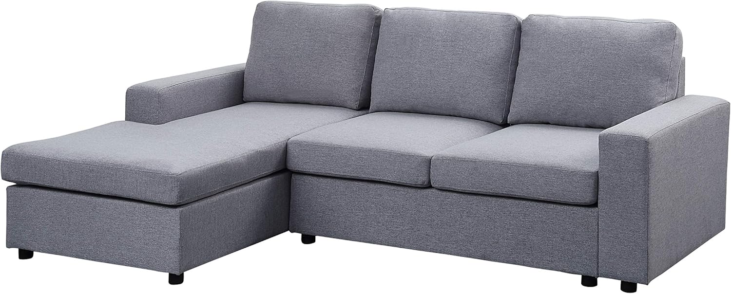 Lilola Home Newlyn Light Gray Linen Reversible Sectional Sofa Chaise