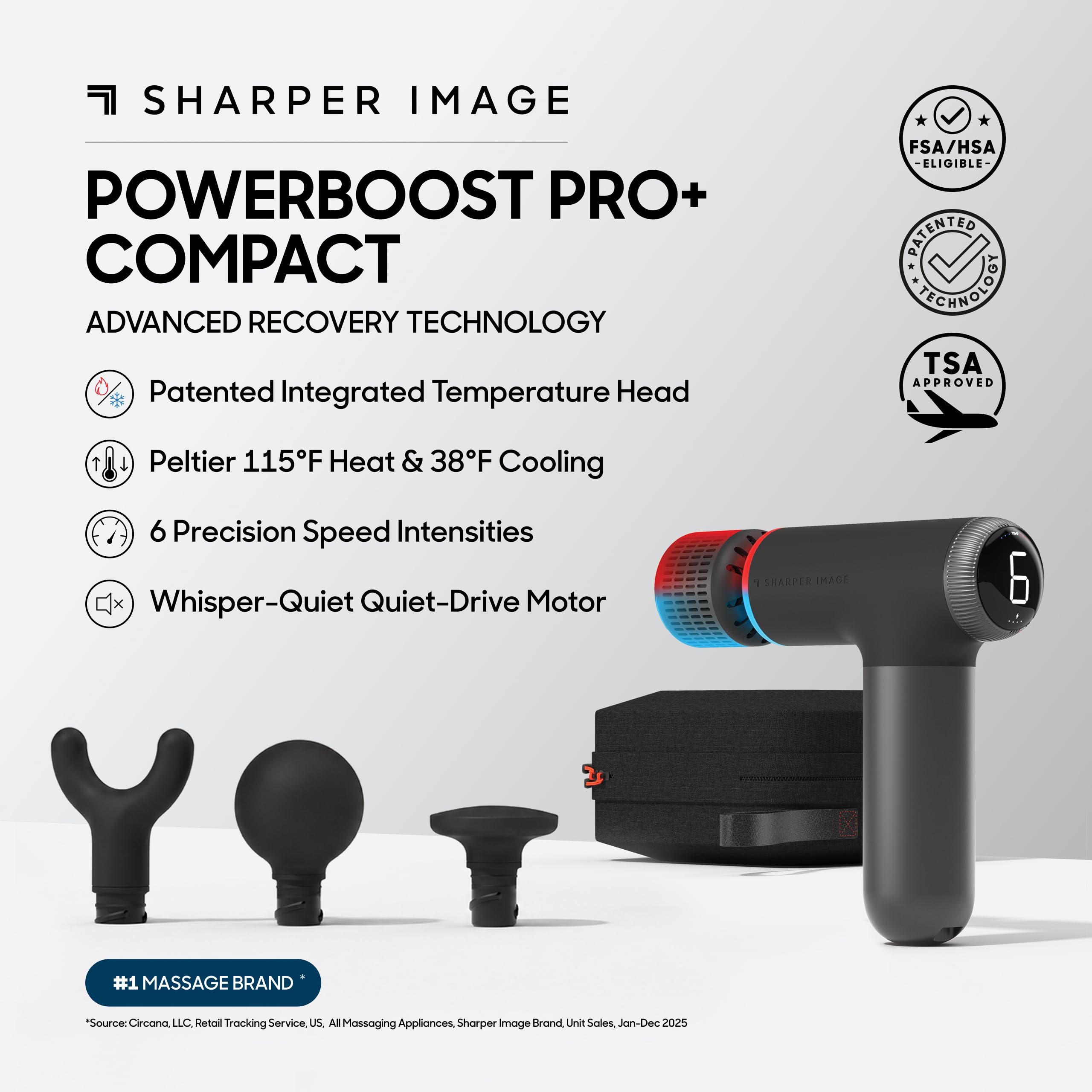 SHARPER IMAGE - Appareil de massage compact à percussion chaud et froid
