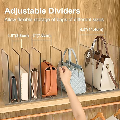 Miniatura 3 de Bag & Purse Organizer for Closet: Adjustable Clear Handbag Storage Shelf - Plastic Clutch Dividers for Closet Organizers and Storage - Keep Carteras