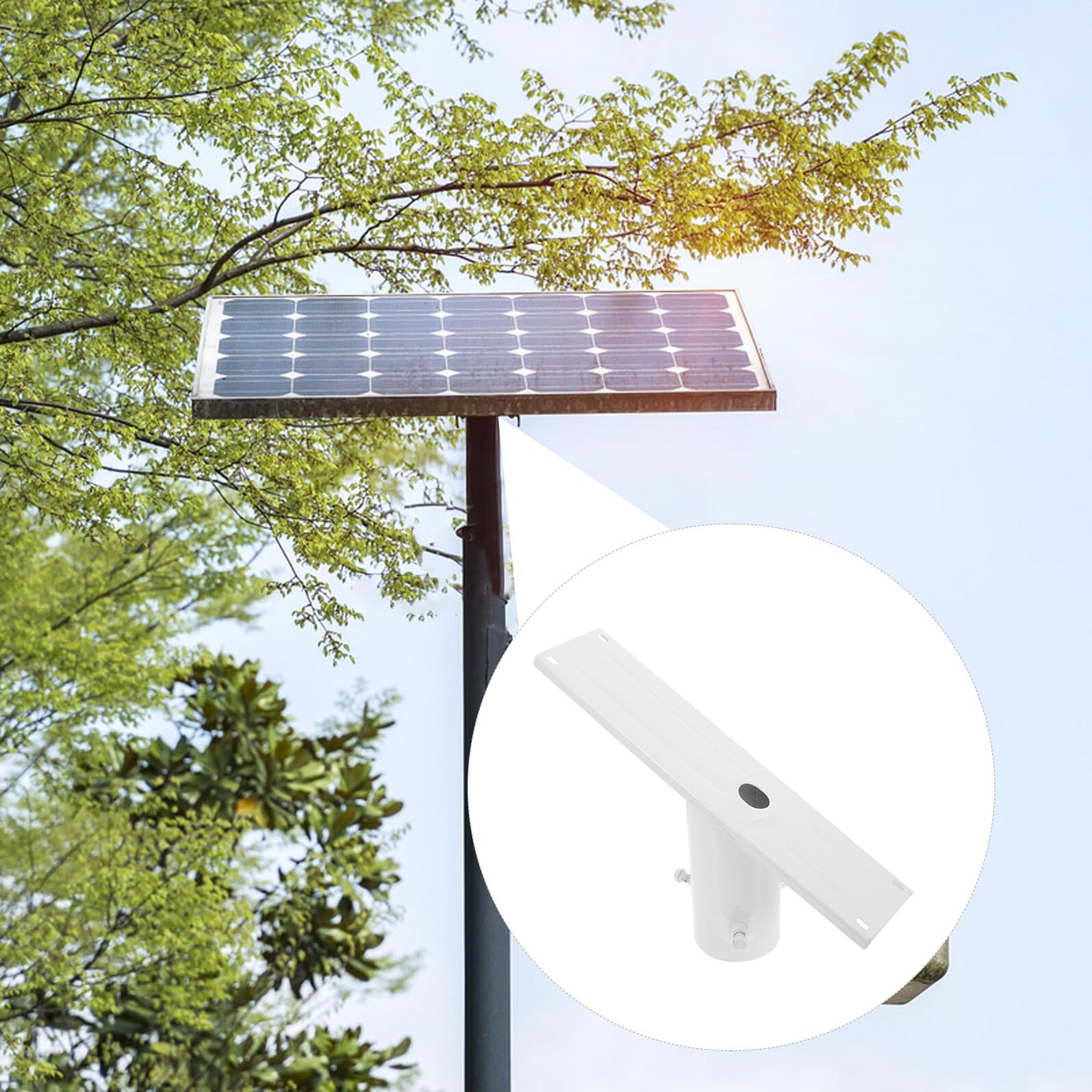 ifundom Soporte Ajustable para Panel Solar Exterior Montaje Resistente para Luces Solares Estructura Metálica Duradera para Placas Solares de Kit con Tornillos para Farolas y Alumbrado