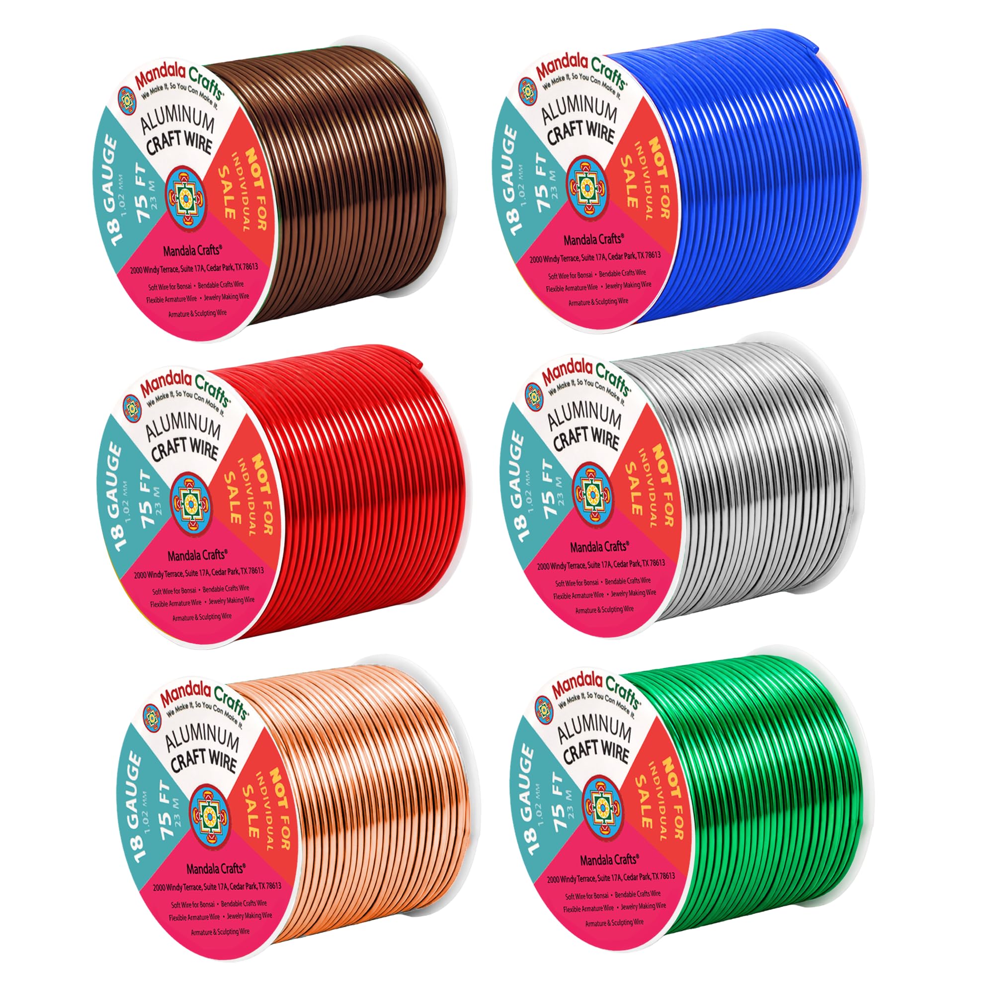 Mandala Crafts 18 GA Green Brown Red Assorted Anodized Aluminum Craft Wire