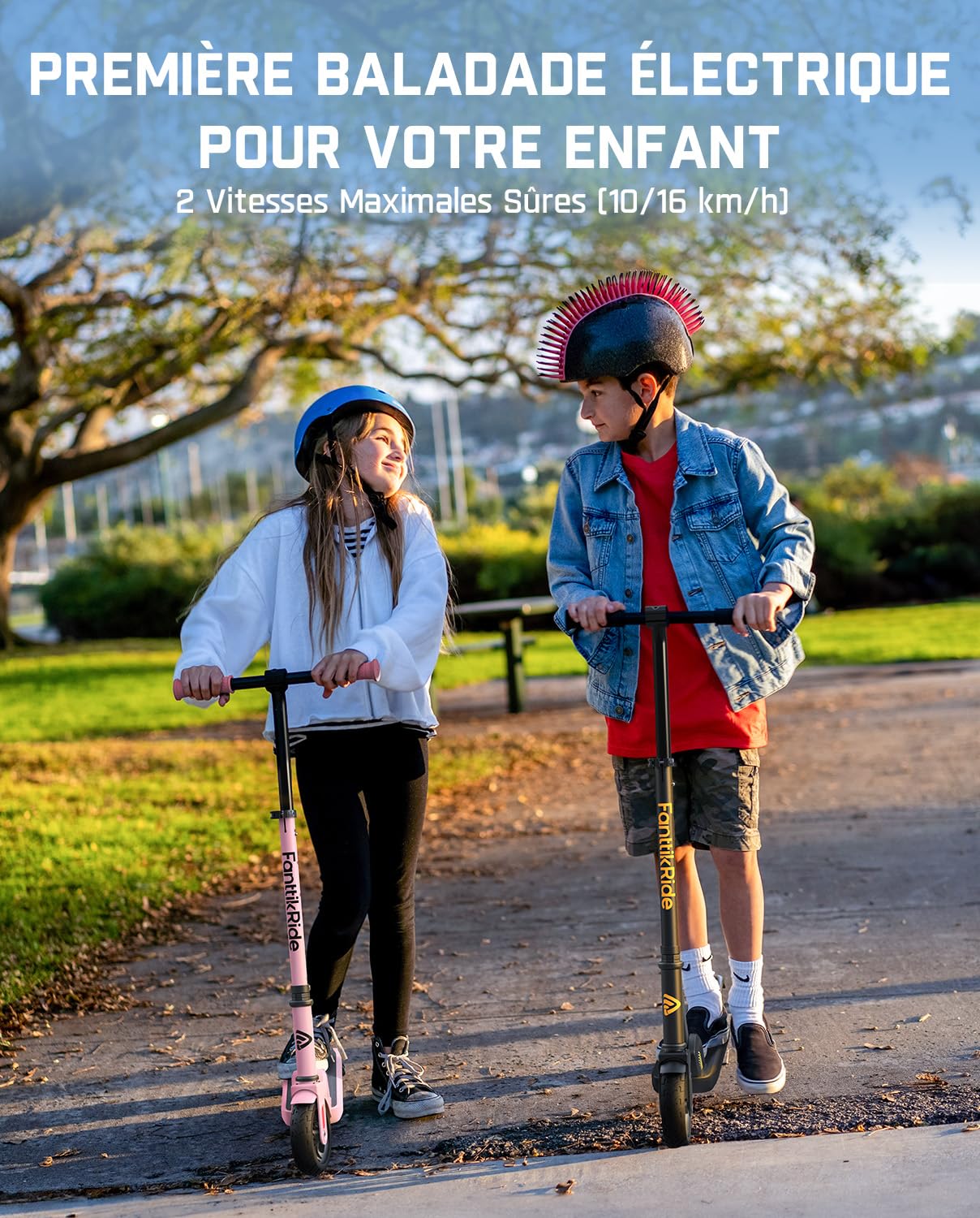 FanttikRide C9 Trottinette Électrique pour Enfants, 10/16 km/h, 8 km | Écran LED, Hauteur Réglable, Pliable et Légère, pour Enfants de 1,2 à 1,6 m, jusqu'à 60 kg